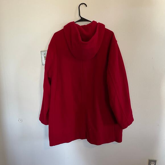 VTG Eddie Bauer Wool Blend Red Coat Women's SZ LARGE Hooded Classic Winter Coat - Picture 5 of 7